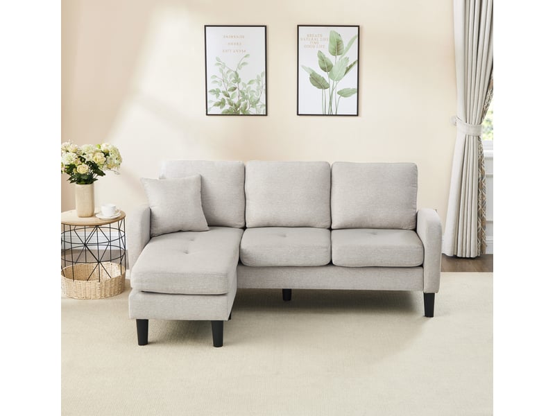  Canapé d'angle avec méridienne réversible 166 x 118 x 77 cm - 3 places compact modulable  - Conforama E