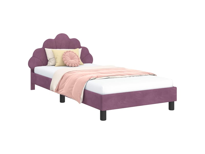  Cadre de lit pour enfants - lit jeune avec tête de lit pourpre 90 x 200 cm  - Conforama A