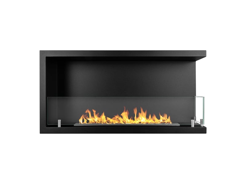  Sutri 90 - cheminée d'angle droite encastrable au bioéthanol 90x45x22,4 cm avec brûleur en acier de 1,5 litre  - Conforama A