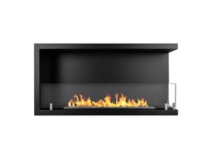 Sutri 90 - cheminée d'angle droite encastrable au bioéthanol 90x45x22,4 cm avec brûleur en acier de 1,5 litre