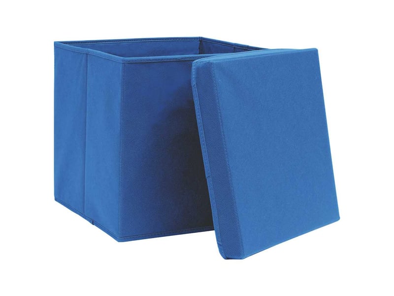 Boîtes de rangement avec couvercle 10 pcs bleu 32x32x32cm tissu - Conforama D