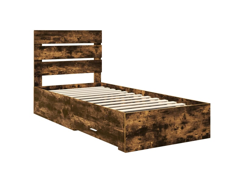 Lit simple- lit adulte - cadre de lit chêne fumé 100 x 200 cm bois d'ingénierie - Conforama C