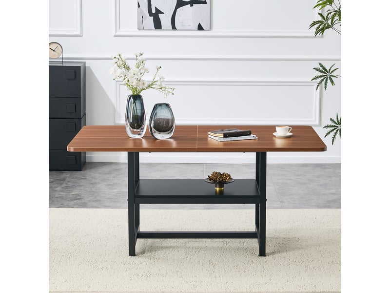 Table à manger rectangulaire 160×90×76 cm, mdf et métal, noir et noyer Fay Lum - Conforama E