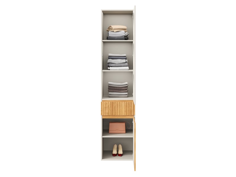 Armoire haute 45x50x200 cm chêne clair, 2 portes et 1 tiroir - Conforama D