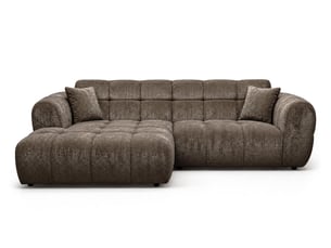 Canapé d'angle gauche fixe BESTMOBILIER MINI RAY 4 places Tissu Marron