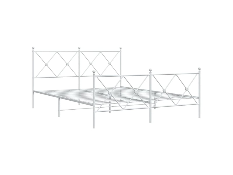  Lit double- lit adulte -  cadre de lit métal sans matelas et pied de lit blanc 150x200 cm  - Conforama B