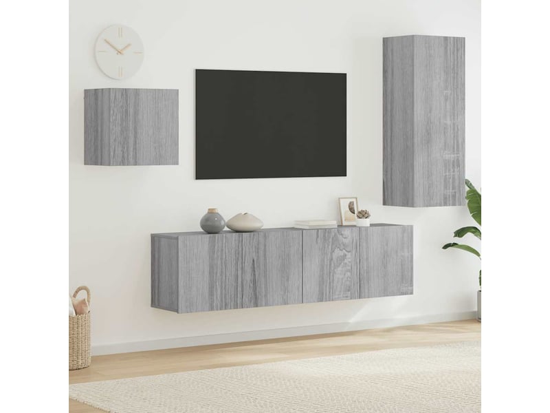  Unités murales tv 4 pcs sonoma gris bois d'ingénierie shl61965  - Conforama B