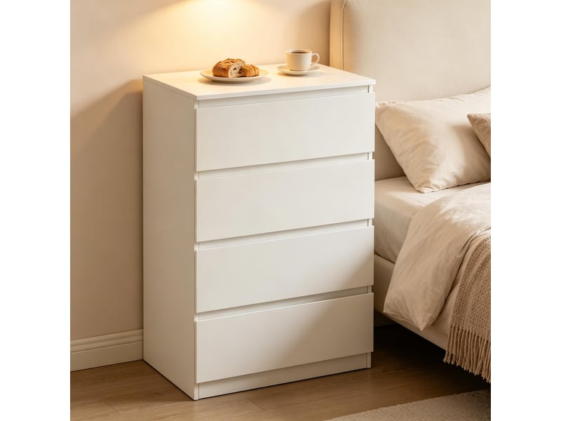  Commode 4 tiroirs meuble de rangement blanc 60 x 40 x 90 cm T5828P515037 - Conforama E
