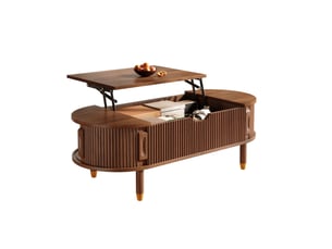 Table basse ovale coloris bois foncé <strong>MODENUIT </strong> <strong></strong> - 48 cmx110 cm