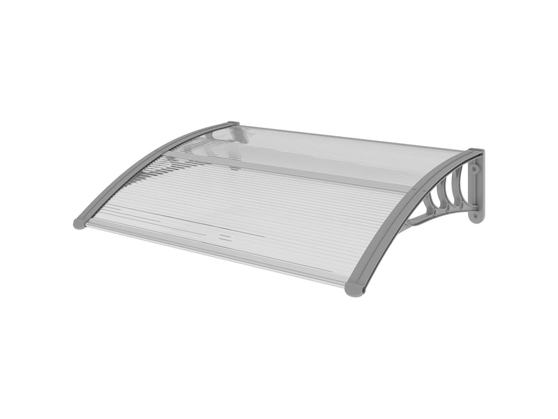  Auvent, marquise de porte d'entrée, toit pour entrées et fenêtres, 100 cm (l) x 75 cm (l) x 23 cm (h), argent  - Conforama B