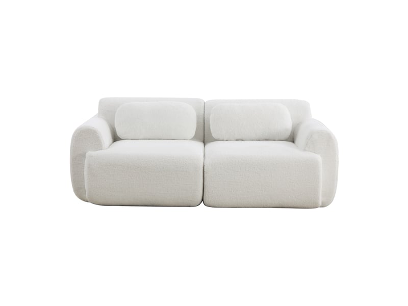 Canapé droit modulable 2 places en chenille ivoire – 189 x 91 x 71 cm Fay Lum - Conforama A