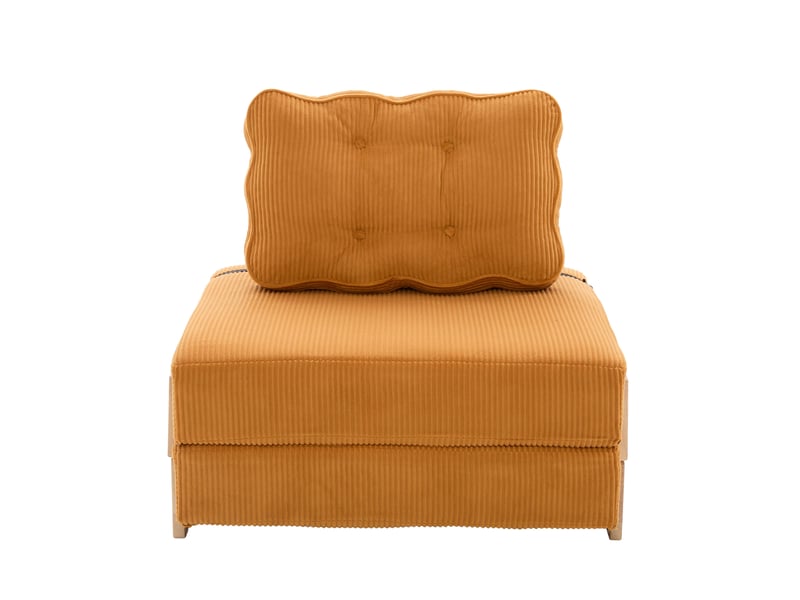  Fauteuil convertible 1 place 90 x 86 x 84 cm orange en velours côtelé, couchage d'appoint 90 x 170 cm  - Conforama D