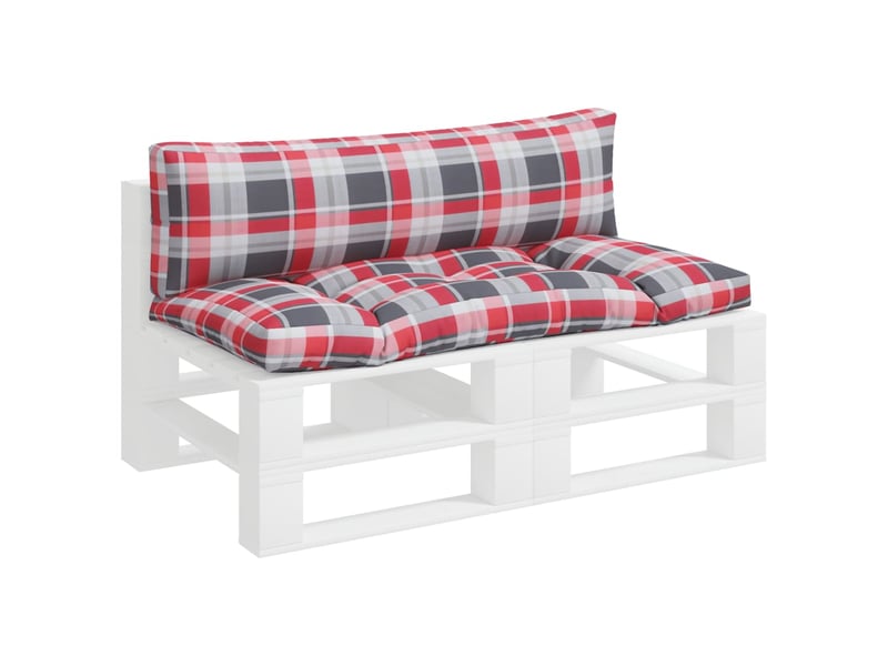 Lot de 2 coussins de palette, coussins de canapé carreaux rouges tissu cf59469  - Conforama C