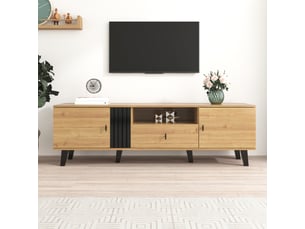 Meuble tv coloris beige 170 cm <strong>PEXCHO</strong>  <strong></strong>