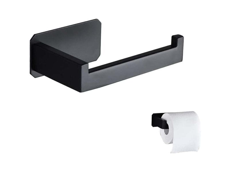  Enowelir distributeur de papier toilette en acier inoxydable support mural adhésif sans percage noir pour salle de bain et cuisine  - Conforama E