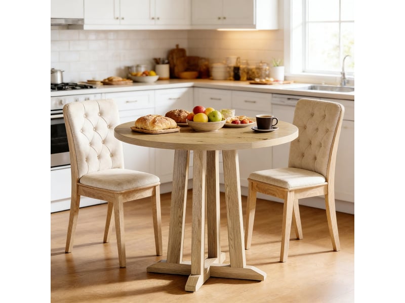  Table à manger ronde,80x80x75 cm,pour 2 à 4 personnes,bois,marron  - Conforama B