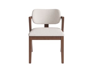 Lot de chaises 4 pièces style moderne en bois massif assise confortable en tissu de lin respirant teinte noyer et beige avoine