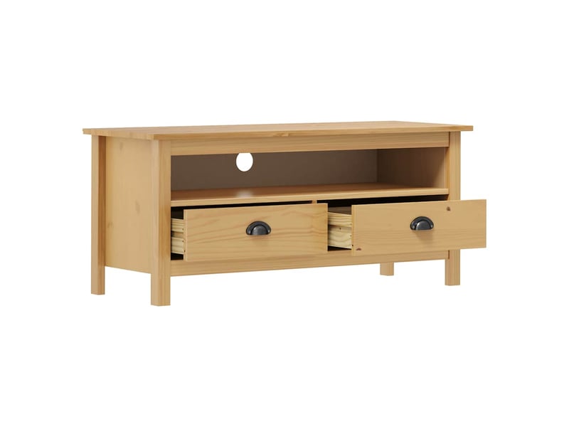  Meuble tv - banc tv - meuble de rangement hill range marron miel 110x40x47cm bois de pin solide  - Conforama C