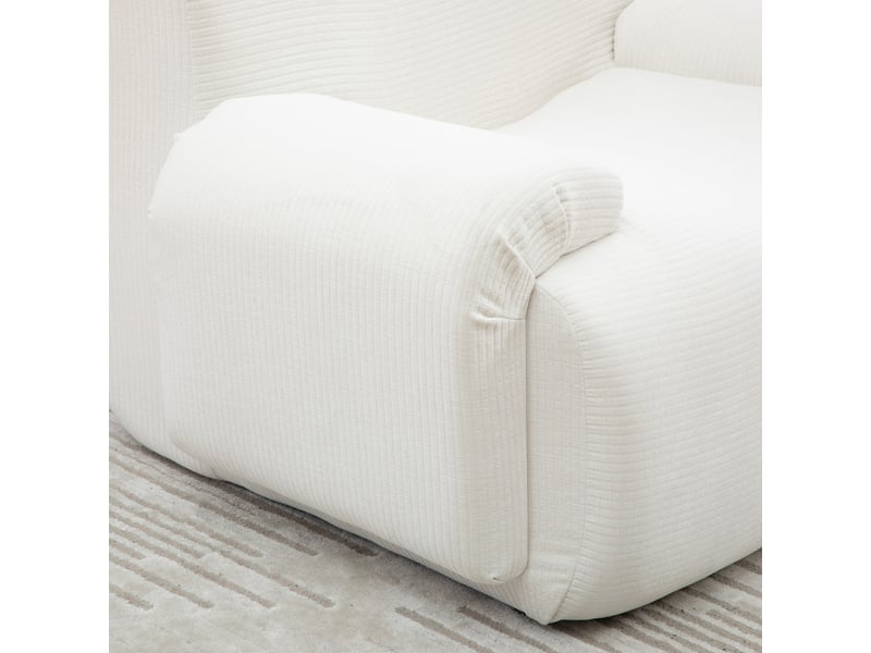  Fauteuil individuel en tissu chenille ivoire avec repose-pieds, compact pour salon et petits espaces  - Conforama W