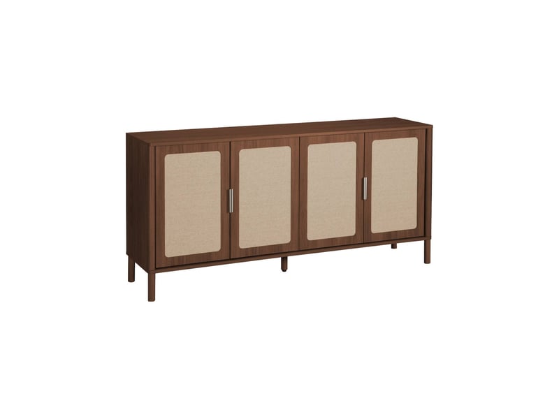  Buffet vintage décor bois et cannage 4 portes 160cm noyer - etta  - Conforama A