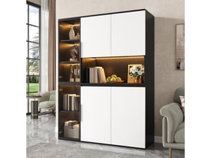 Vitrine coloris bicolore 5 étagère(s) OKMYHOME - 120 cmx160 cm