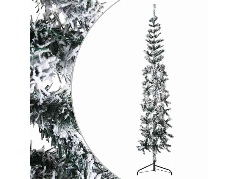  Demi sapin de noël, arbre de noël artificiel mince avec neige floquée 180 cm  - Conforama D