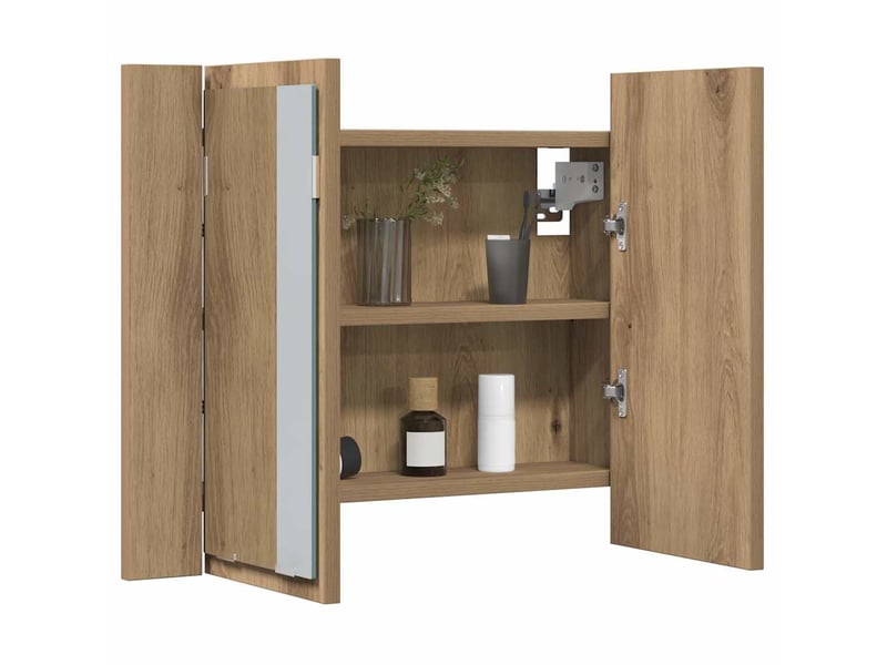 Armoire à miroir led chêne artisanal 60x12x45cm bois ingénierie - Conforama E