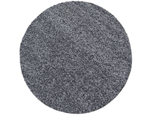 Shaggy - tapis uni rond - gris 120 x 120 cm