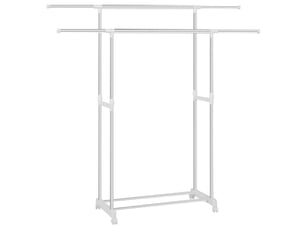 Portant à vêtements extensible sur roulettes, double barre, penderie ouverte