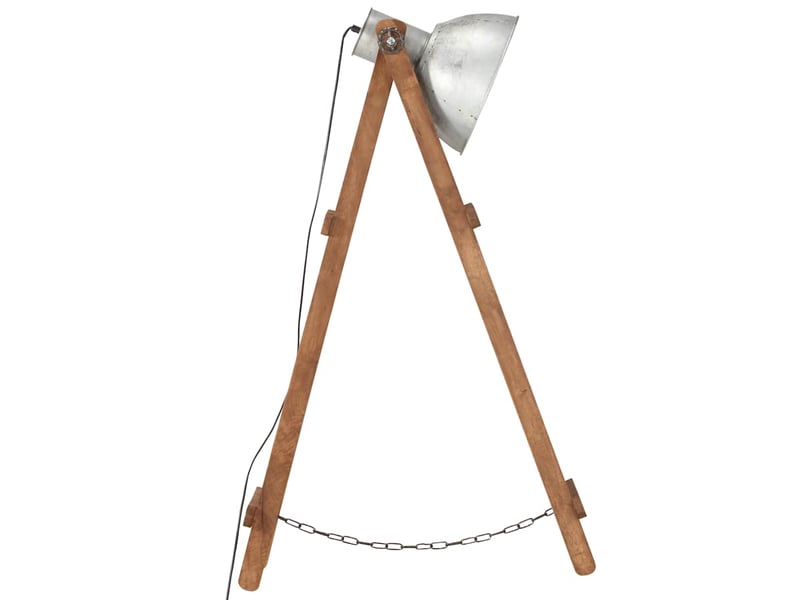  Lampadaire argenté e27 bois de manguier massif  - Conforama D