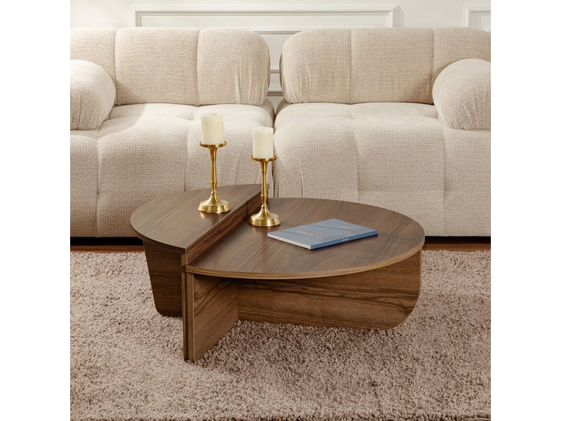  Table basse ronde couleur bois foncé d90 cm  - Conforama B