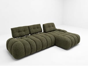 Canapé d'angle droit fixe BOBOCHIC APOLLON 3 places Tissu Vert