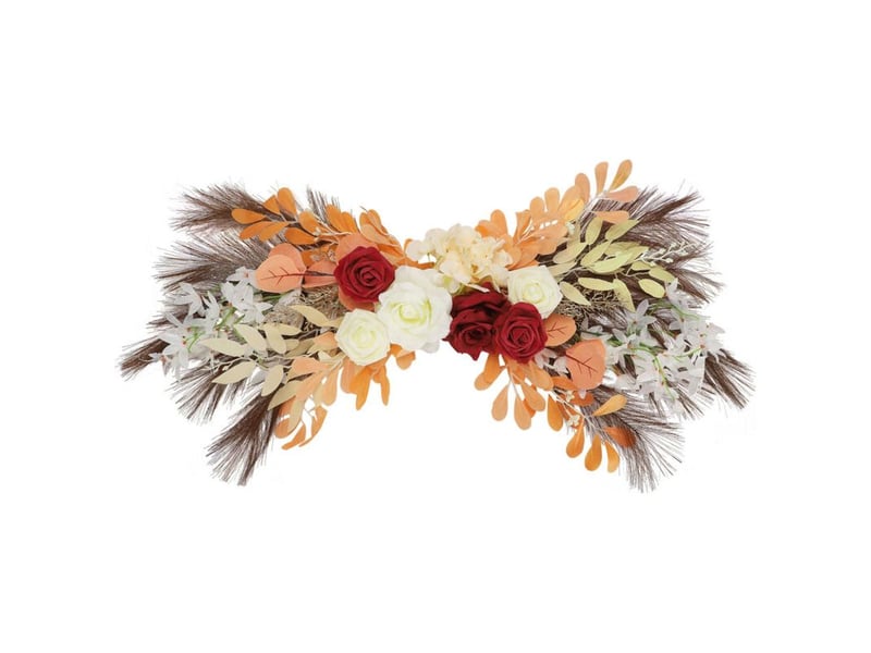 Arche de mariage fleurs artificielles avec panneau bienvenue et décoration florale suspendue - Conforama B