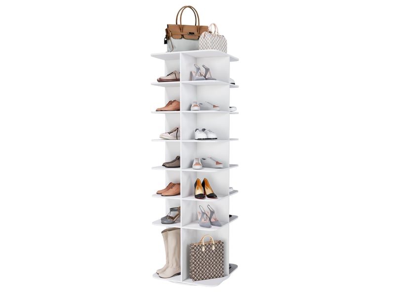  Étagère à chaussures tcqpz rotative 7 niveaux 360° 60 x 60 x 184 cm pvc blanc rangement jusqu’à 28 paires  - Conforama A
