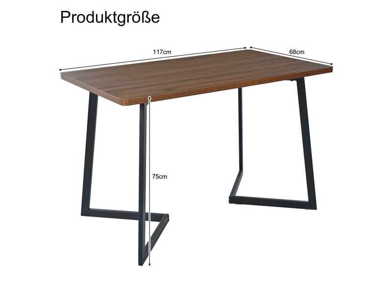  Ensemble repas 5 pièces avec table mdf bois foncé et 4 chaises en velours marron, idéal pour petits espaces  - Conforama C