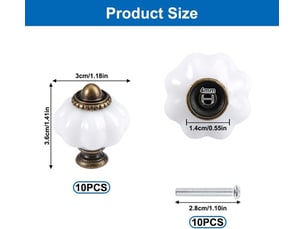 10 unités de boutons de meubles, blancs, ronds, 30 mm, style vieilli