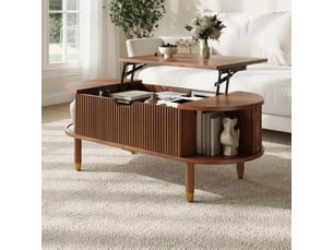 Table basse ovale coloris bois foncé <strong>MAISENTIEL</strong> <strong></strong> - 48 cmx110 cm