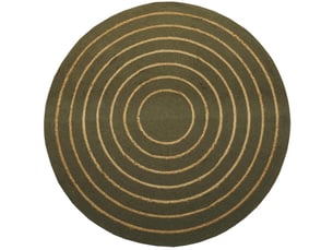Tapis rond en coton tressé, effet jute rayé, kaki, 120 cm, dylrev