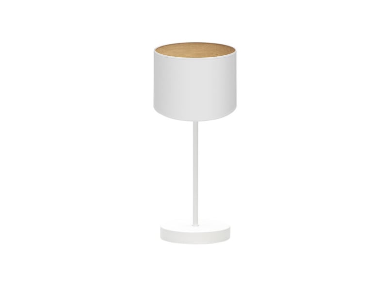  Fabrilamp tania lampe à poser blanc effet bois clair, abat-jour textile effet bois, 1 x e14, 42 cm 188371001 - Conforama A