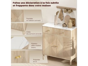 Buffet 2 porte(s)  2 tiroir(s) <strong></strong> <strong></strong> - 77 cm coloris naturel 