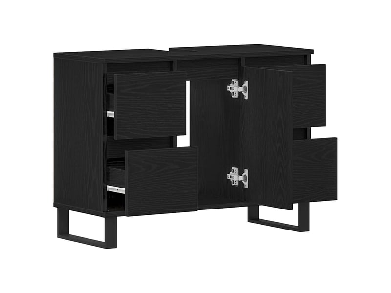 Cabinet de salle de bain, armoire salle de bain chêne noir 80 x 33 x 60 cm cf65345 - Conforama E