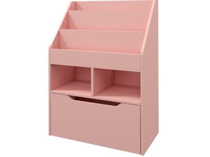 Étagère bibliothèque enfant 60 x 29,9 x 90 cm – rose – 3 niches, 2 compartiments et tiroir de rangement