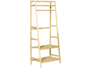 Porte-manteau en bambou avec étagères, 70 x 42 x 164 cm, couleur bois