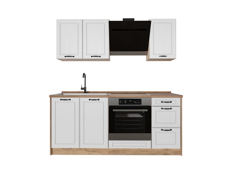  Vicco cuisine, blanc campagnechêne doré, 180cm plan de travail chêne doré  - Conforama A