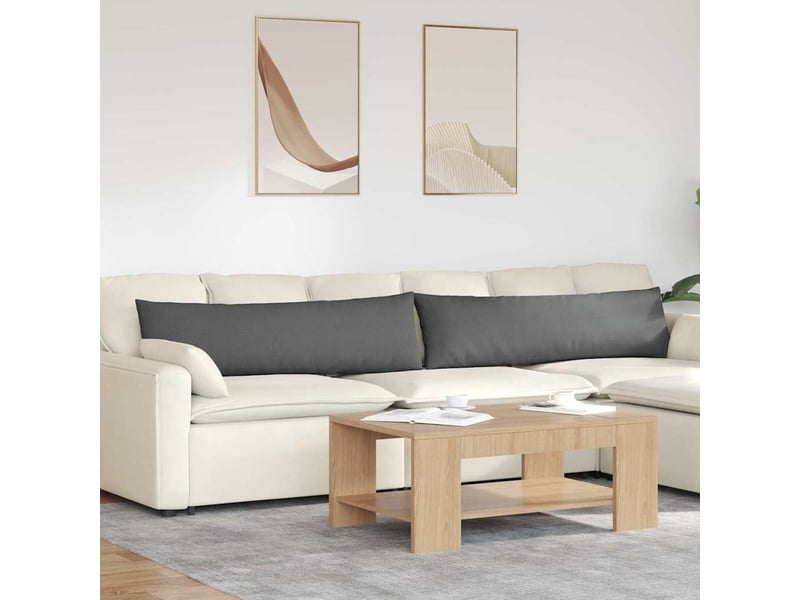  Lot de 2 coussins de canapé, coussins décoratifs tissu gris foncé 145 x 40 cm cf58856  - Conforama B