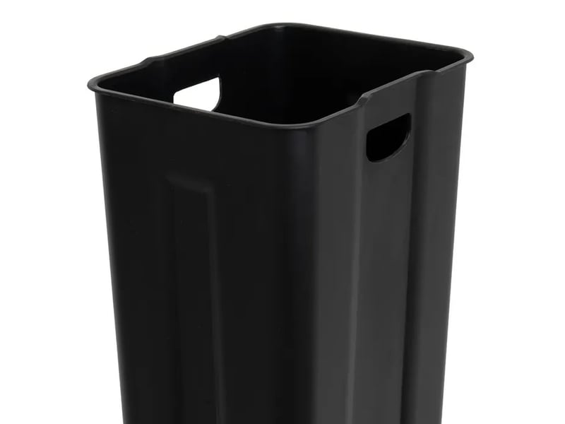 Poubelle de tri sélectif rectangulaire 60l (2x30l) à double compartiment en métal noir anti-traces avec deux pédales indépendantes - longueur 45 x profondeur 36 x hauteur 71,5 cm - Conforama D