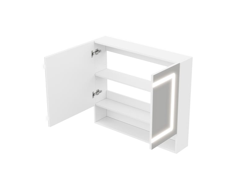  Armoire de toilette 2 portes avec miroir led désembuage mdf blanc 80x17x70 cm N877P457995K - Conforama B