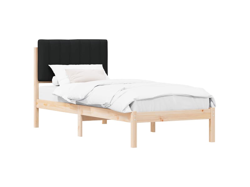 Lit simple- lit adulte - cadre de lit avec tête de lit rembourrée noir 80 x 200 cm - Conforama A