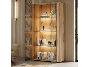 Vitrine coloris naturel 4 étagère(s) <strong>MEULVA</strong> <strong></strong> - 80 cmx150 cm