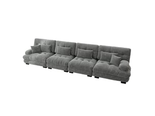 Canapé d'angle modenvie modulable 4 places convertible assise profonde 406 x 77 x 81 cm chenille grise